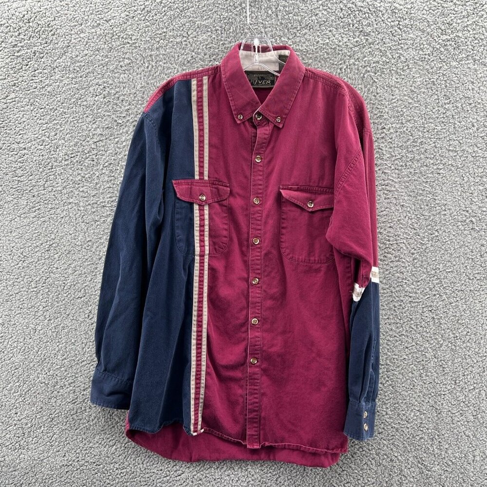 Vintage Spindle River Western Shirt Mens XL Button Down Long Sleeve Heavy Cotton